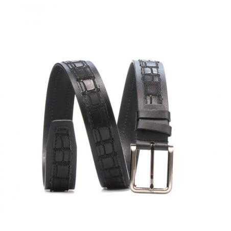 Herren Gürtel 18b schwarz+Kroko schwarz