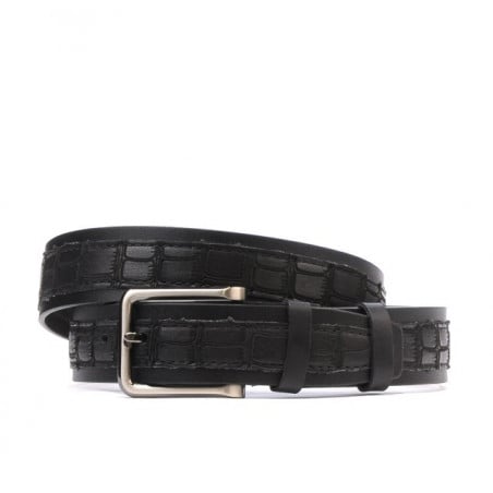 Herren Gürtel 18b schwarz+Kroko schwarz