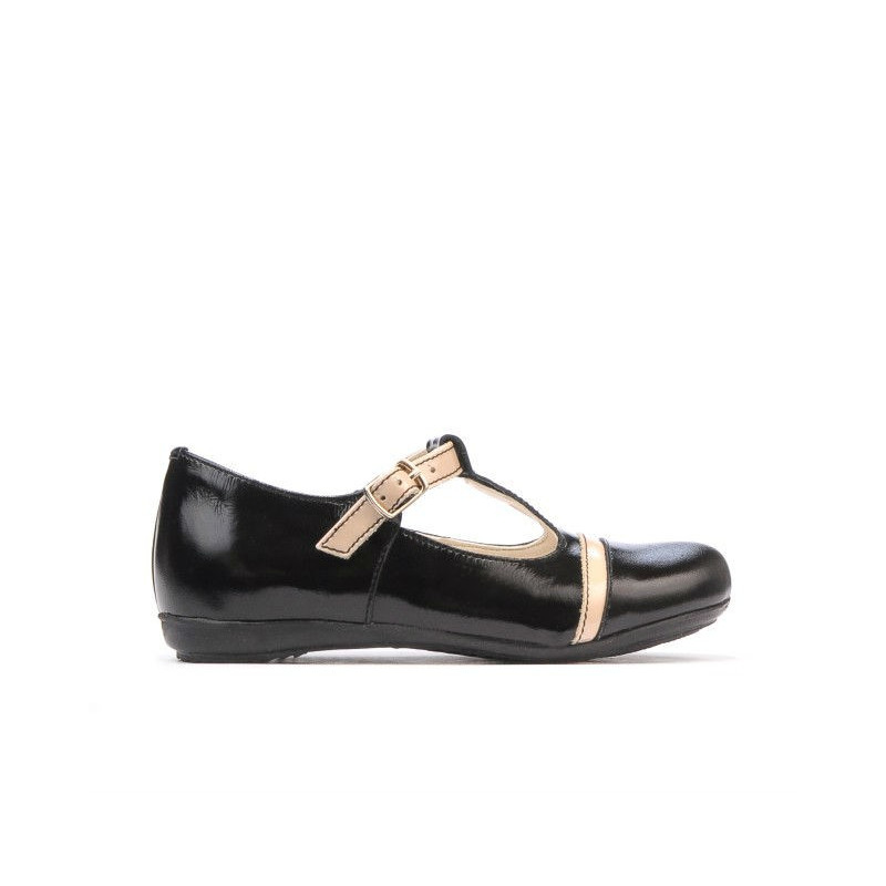 Kleinkinderschuhe 62c Lack Schwarz+Beige