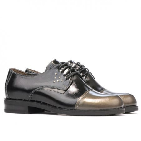 Damen Casual Schuhe 696 Schwarz Lack Kombiniert