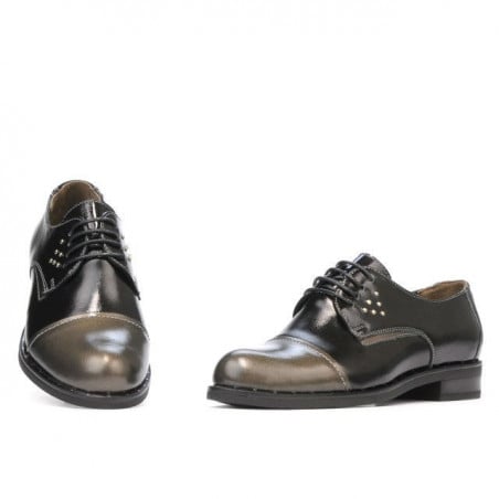 Damen Casual Schuhe 696 Schwarz Lack Kombiniert