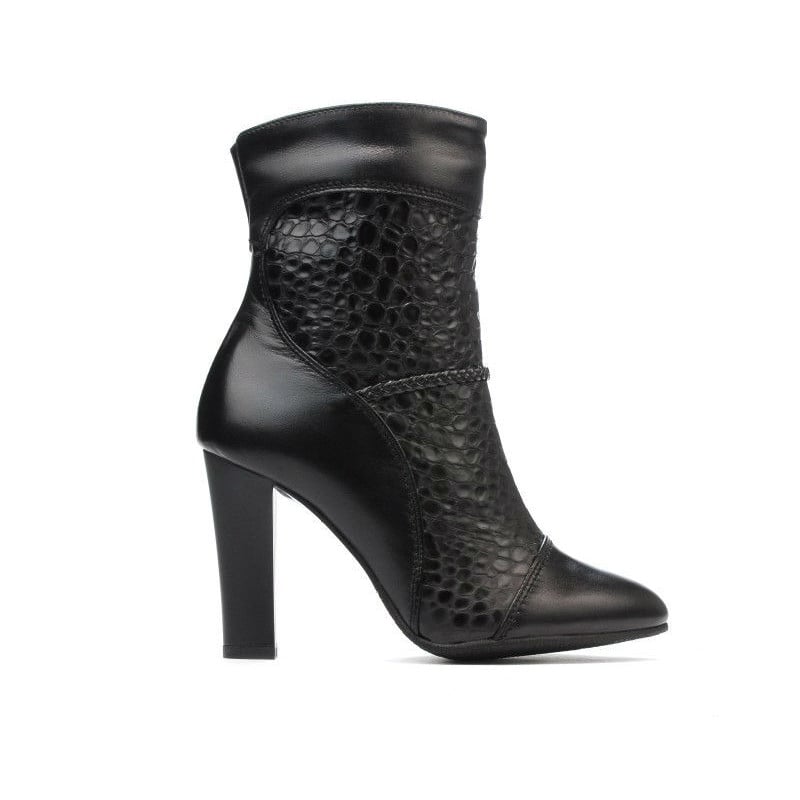 Damenstiefel 1146 schwarz+Krokodil schwarz
