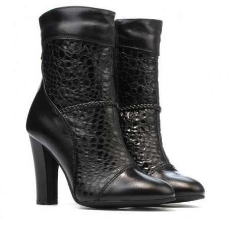 Damenstiefel 1146 schwarz+Krokodil schwarz