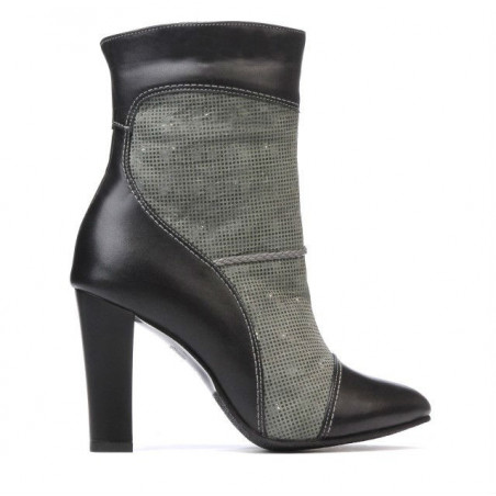 Damenstiefeletten 1146 schwarz+perlgrau