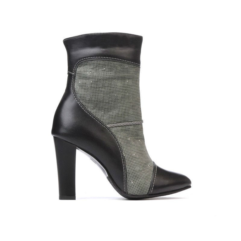 Damenstiefeletten 1146 schwarz+perlgrau