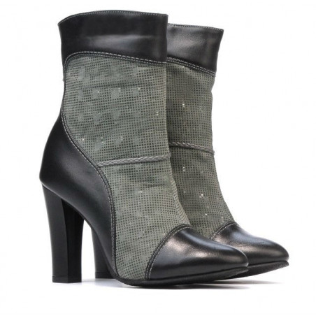 Damenstiefeletten 1146 schwarz+perlgrau