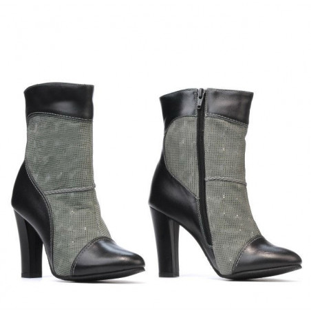 Damenstiefeletten 1146 schwarz+perlgrau