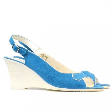 Damen Sandalen 596 türkis Antilope