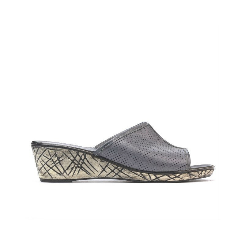 Damensandalen 5004m p grau perforiert