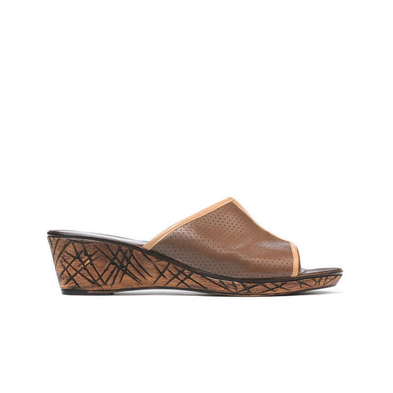 Damen Sandalen 5004mp Capuccino perforiert