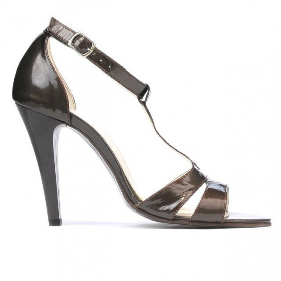 Damen Sandalen 1239-1s Lack Braun Perlmutt Damen Sandalen 1239-1s Lack Braun Perlmutt