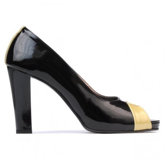Damensandalen 1219 Lack Schwarz+Beige Damensandalen 1219 Lack Schwarz+Beige