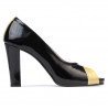 Damensandalen 1219 Lack Schwarz+Beige