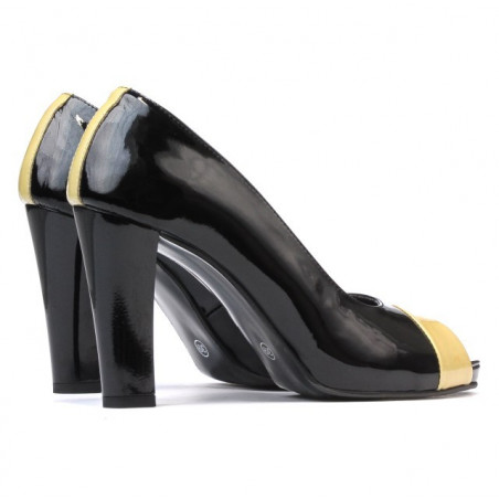 Damensandalen 1219 Lack Schwarz+Beige