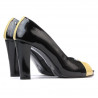Damensandalen 1219 Lack Schwarz+Beige