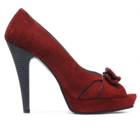 Damen Sandalen 1099 bordeaux Wildleder+schwarz