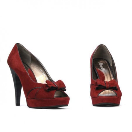 Damen Sandalen 1099 bordeaux Wildleder+schwarz