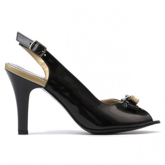 Damensandalen 1224 Lack Schwarz+Beige Damensandalen 1224 Lack Schwarz+Beige