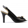 Damensandalen 1224 Lack Schwarz+Beige