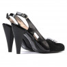 Damensandalen 1077 schwarzes Antilopenleder + schwarzer Lack
