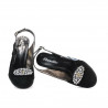 Damensandalen 1077 schwarzes Antilopenleder + schwarzer Lack