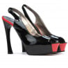 Damensandalen 1215 Lack Schwarz+Rot