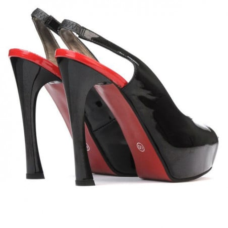 Damensandalen 1215 Lack Schwarz+Rot