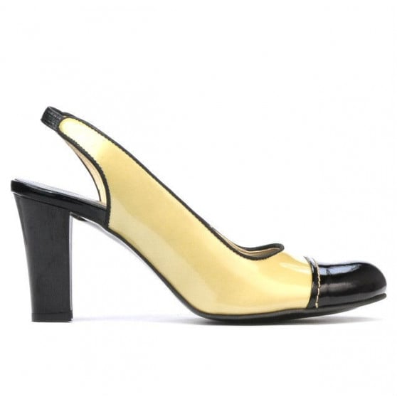 Damensandalen 1216 Lack beige+schwarz Damensandalen 1216 Lack beige+schwarz