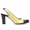 Damensandalen 1216 Lack beige+schwarz