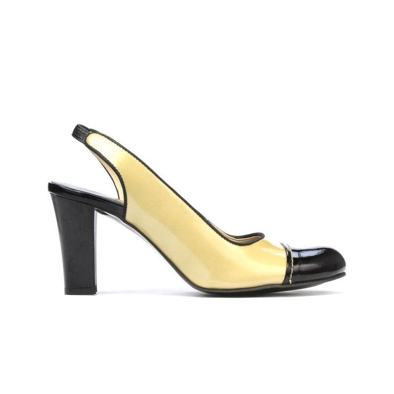 Damensandalen 1216 Lack beige+schwarz