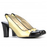 Damensandalen 1216 Lack beige+schwarz