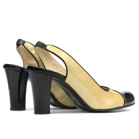 Damensandalen 1216 Lack beige+schwarz