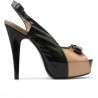 Damensandalen 1223 Lack schwarz+beige