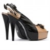 Damensandalen 1223 Lack schwarz+beige