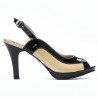 Damensandalen 1225 schwarzer Lack + beige