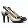 Damensandalen 1225 schwarzer Lack + beige