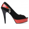 Damensandalen 1202 Schwarz Antilope+Rot