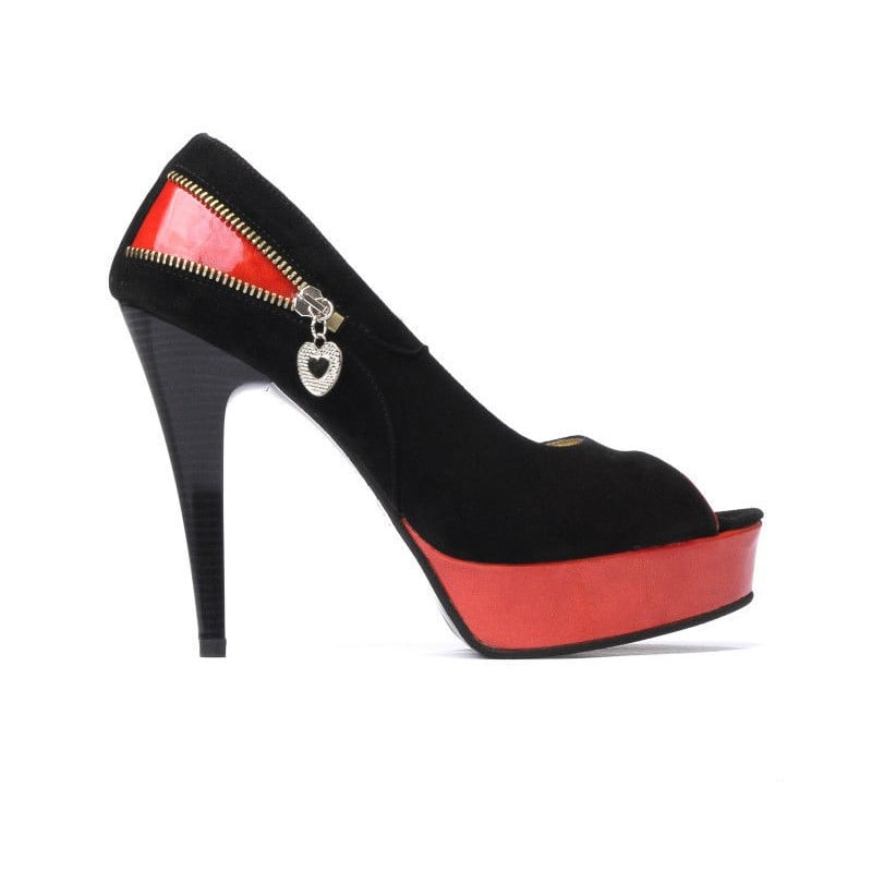 Damensandalen 1202 Schwarz Antilope+Rot