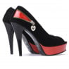 Damensandalen 1202 Schwarz Antilope+Rot