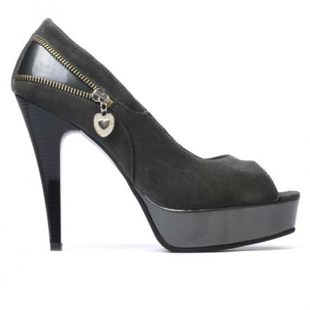 Damensandalen 1202 graue Antilope+grauer Lack
