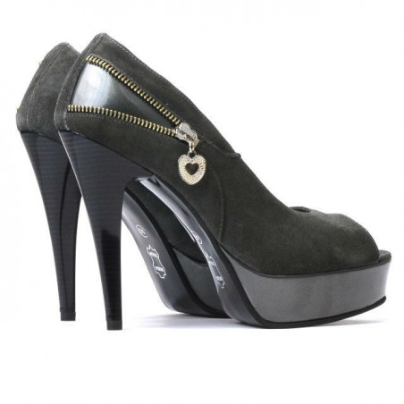 Damensandalen 1202 graue Antilope+grauer Lack