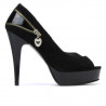 Damensandalen 1202 schwarz Antilope + schwarzer Lack