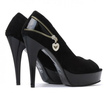 Damensandalen 1202 schwarz Antilope + schwarzer Lack