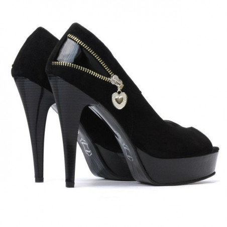 Damensandalen 1202 schwarz Antilope + schwarzer Lack