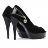 Damensandalen 1202 schwarz Antilope + schwarzer Lack