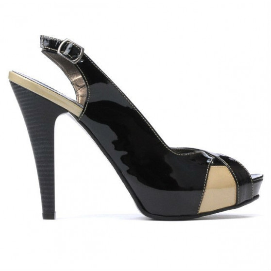 Damen Sandalen 1222 Lack schwarz+beige Damen Sandalen 1222 Lack schwarz+beige