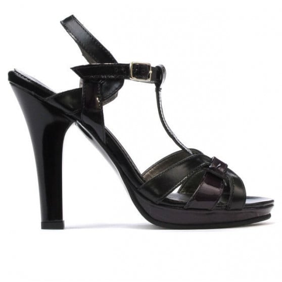 Damensandalen 1098 Schwarzlack+Lila