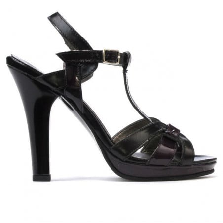 Damensandalen 1098 Schwarzlack+Lila