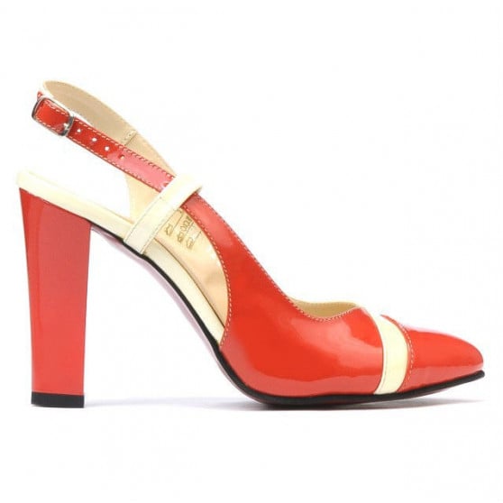 Damen Sandalen 1220 Lack Rot Koralle+Beige Damen Sandalen 1220 Lack Rot Koralle+Beige