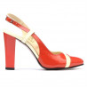 Damen Sandalen 1220 Lack Rot Koralle+Beige